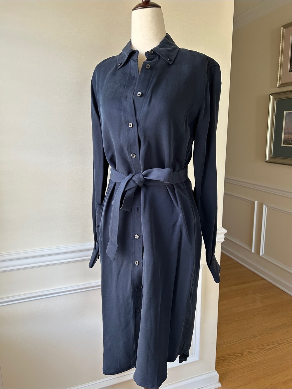 Brooks Brothers Dark Navy Button-Front Dress - Picture 2 of 10